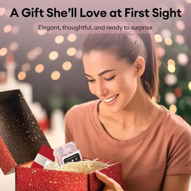 Alt view image 6 of 7 - Stylish Open Ear Clip On Earbuds with Removable Butterfly Earring, Clip On Headphones with LCD Touch Screen, Fashionables Open Ear Headphones for Women, Pink Butterfly Earring Earbuds