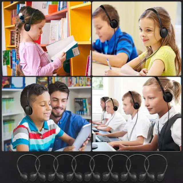 Alt view image 6 of 7 - Bulk Headphones for Classroom Students 30 Pack Class Set Headphones for School Students Library Teen and Adult 3.5mm Jack (Black)