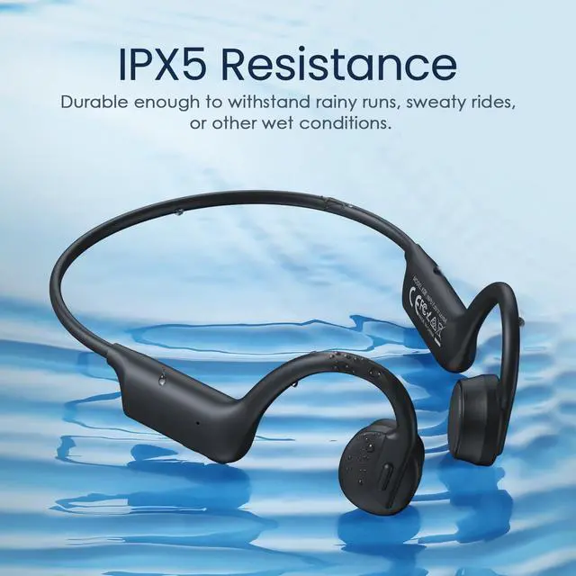 Alt view image 5 of 7 - Bone Conduction Headphones, Open Ear Earbuds Wireless Earphones, Longtime Lasting, Bluetooth Headphones 5.3 with Mic, IP65 Headset for Secure Running and Fitness Workout, Adventures