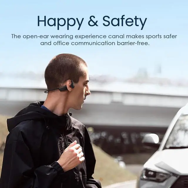 Alt view image 6 of 7 - Bone Conduction Headphones, Open Ear Earbuds Wireless Earphones, Longtime Lasting, Bluetooth Headphones 5.3 with Mic, IP65 Headset for Secure Running and Fitness Workout, Adventures
