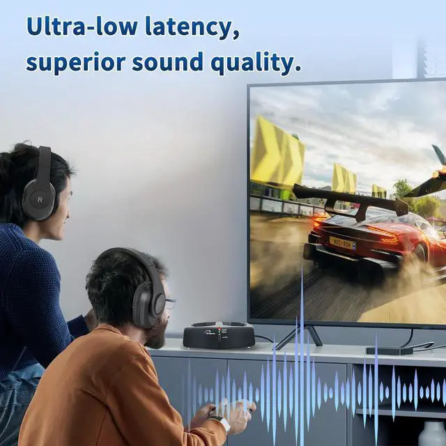 Alt view image 2 of 7 - WallarGe Wireless Headphones for TV Watching, Easy Setup and Comfortable Bluetooth Headphones with RF Transmitter Charging Dock, 100 Ft Wireless Range, Rechargeable 25 Hours Play and No Audio Delay