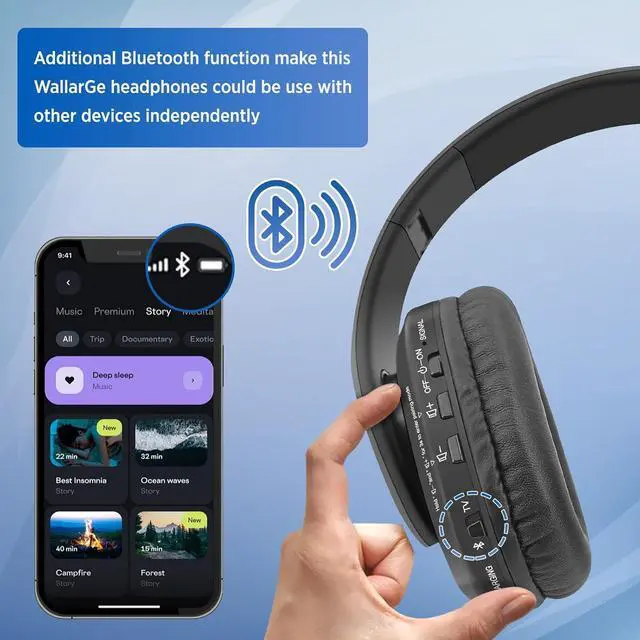 Alt view image 6 of 7 - WallarGe Wireless Headphones for TV Watching, Easy Setup and Comfortable Bluetooth Headphones with RF Transmitter Charging Dock, 100 Ft Wireless Range, Rechargeable 25 Hours Play and No Audio Delay
