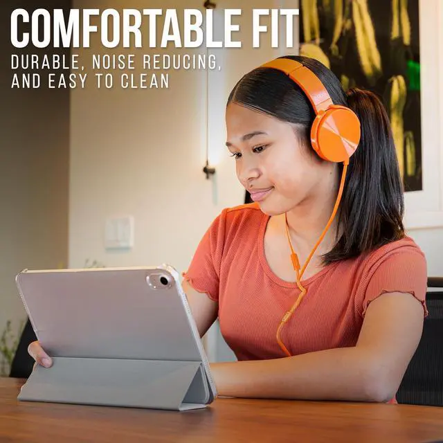 Alt view image 5 of 6 - Barks Classroom Headphones with Microphone (12 Pack, Mixed Colors) - Upgraded On-Ear Bulk Headphones for Classroom: Best for Students K-12 Schools (Inline Microphone, Good Recording Quality, Durable)