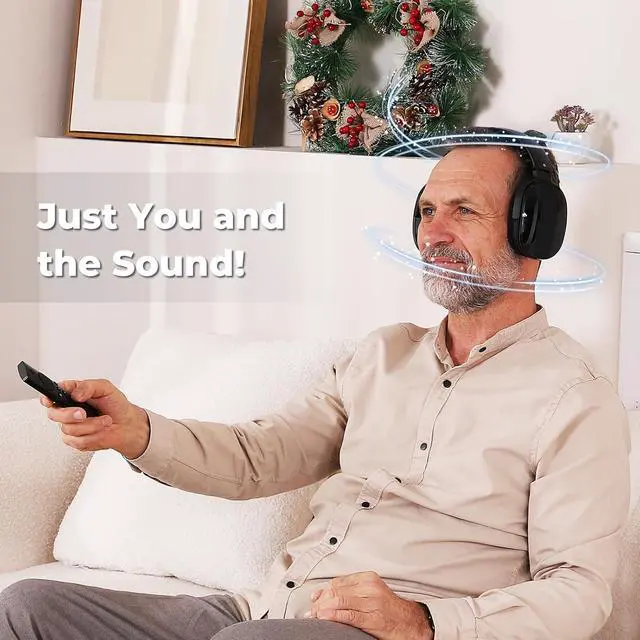 Alt view image 3 of 7 - Wireless Headphones for TV Watching with Charging Dock & RF Transmitter, Senior-Friendly Over Ear TV Headset, Compatible with Most Televisions