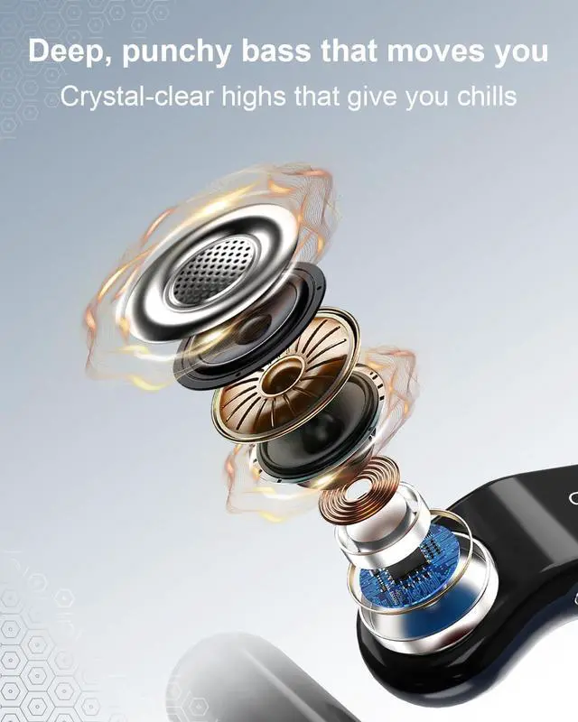 Alt view image 5 of 7 - OJW Open Ear Headphones, Unlimited Power Earphones with Case & Replaceable Battery, OWS Bluetooth 5.4 Wireless Headphone with Mic, IPX7 Waterproof Headset for Sports, Compatible with iPhone & Android