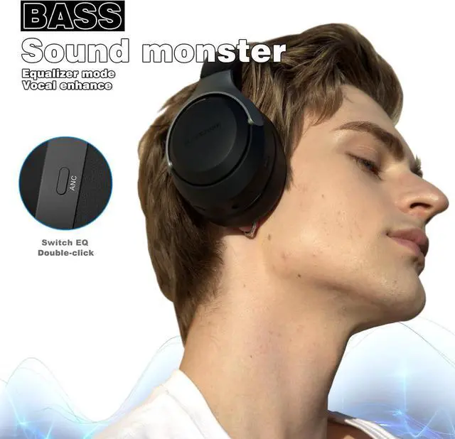 Alt view image 2 of 6 - LC30Pro Hybrid Active Noise Cancelling Headphones, 100H Playtime Bluetooth V5.4, HiFi Audio with 3 EQ Modes, Low Latency & Foldable Design for School/Work/Travel/TV