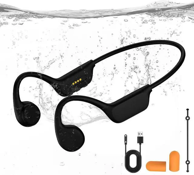 Main image of Bone Conduction Swimming Headphones, IPX8 Waterproof MP3 Player with Open-Ear Design, Bluetooth 5.4 Wireless Sports Earbuds for Swimming, Running, Cycling(Black)