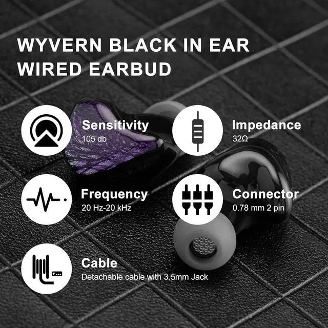 Alt view image 6 of 7 - QOA Celest WyvernBlack Pro Gaming Earbuds Wired in-Ear Earphones with Mic IEM HiFi in Ear Monitor Bass with 10mm LCP Driver, Detachable Cable for Smartphones/PC/Tablet/Gaming/Video/Music/Calling
