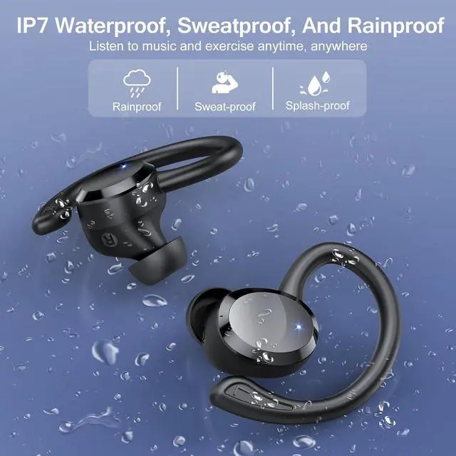 Alt view image 7 of 7 - Ear buds Wireless Bluetooth Earbuds, Bluetooth 5.4 Headphones 68hrs Playtime Sport Earphones with LED Display ENC Noise Cancelling Mic, IPX7 Waterproof Earbuds with Hook for Sports/Workout/Running
