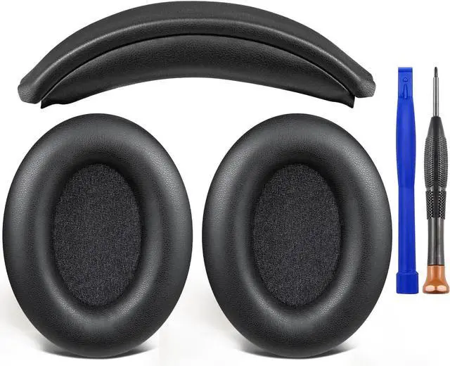Main image of SOULWIT Ear Pads Cushions + Headband, Replacement Kit for Sony WH-1000XM3 (WH1000XM3) Over-Ear Headphones, Replacement Headstrap Pad & Earpads Repair Part - Black