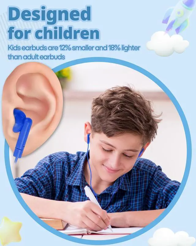Alt view image 3 of 7 - 100 Pack Bulk Earbuds for Classroom School Student K-12, Affordable in-Ear with 3.5mm Jack, Wired Headphones for Kids Children Boys Girls Toddler
