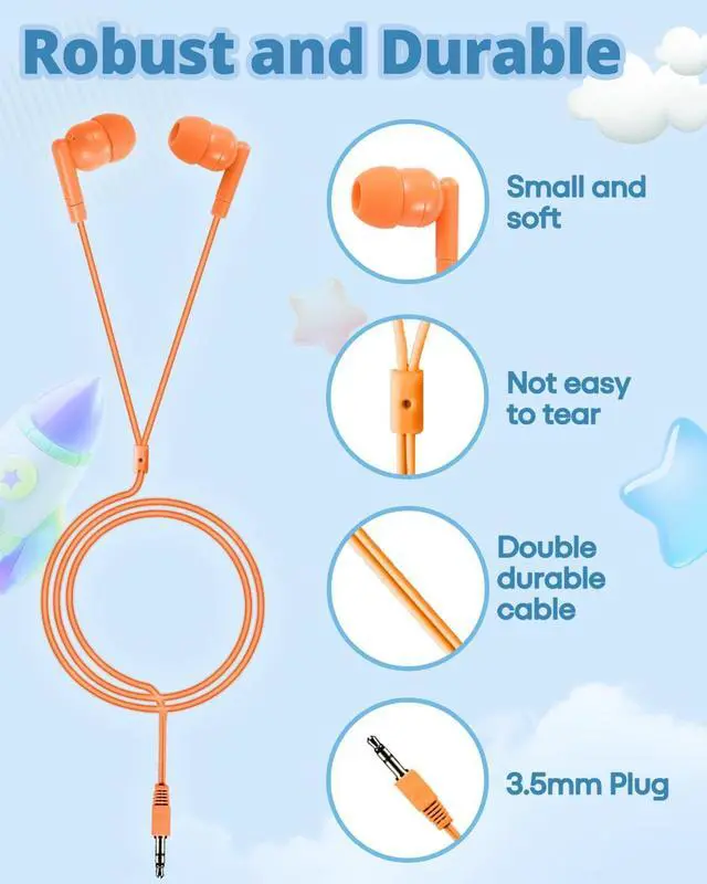 Alt view image 4 of 7 - 100 Pack Bulk Earbuds for Classroom School Student K-12, Affordable in-Ear with 3.5mm Jack, Wired Headphones for Kids Children Boys Girls Toddler
