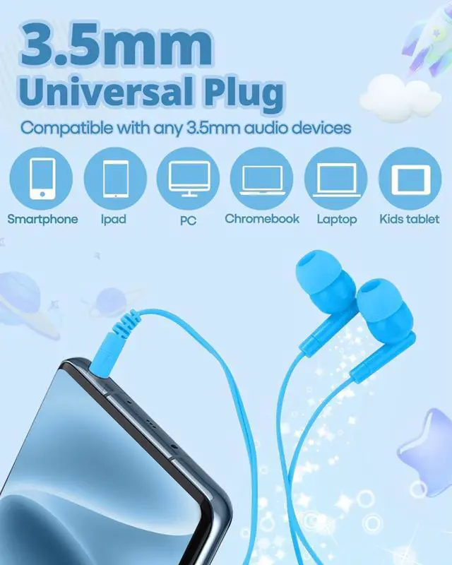 Alt view image 6 of 7 - 100 Pack Bulk Earbuds for Classroom School Student K-12, Affordable in-Ear with 3.5mm Jack, Wired Headphones for Kids Children Boys Girls Toddler