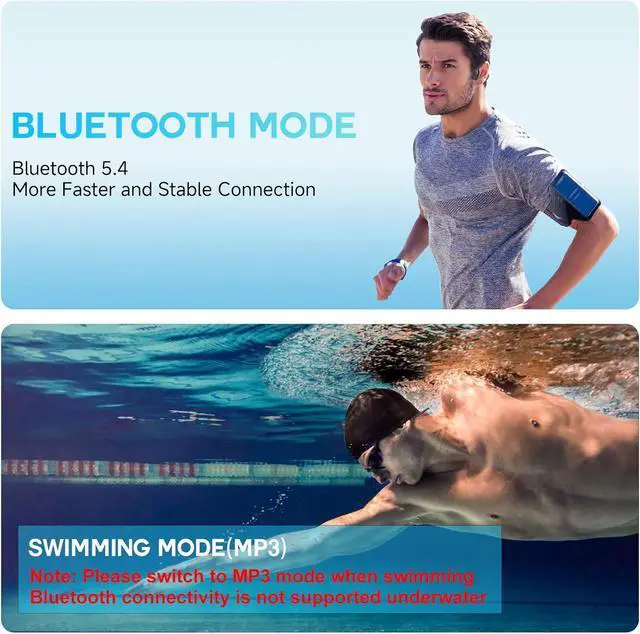 Alt view image 4 of 7 - Swimming Headphone Open-Ear Bone Conduction-IP68 Waterproof Swim Earbuds with Bluetooth 5.4 Sport Headset with Safelight, 32G MP3 Memory Underwater Headphones, Running, Cycling