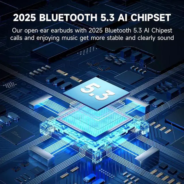 Alt view image 4 of 7 - Open Ear Earbuds Wireless Bluetooth 5.3 Earphones, Flexible Clip On Ear buds with 36H Playtime LED Display Bone Conduction Headphones, IPX7 Waterproof Light Weight Fit for Every Ear, Sport, Workout