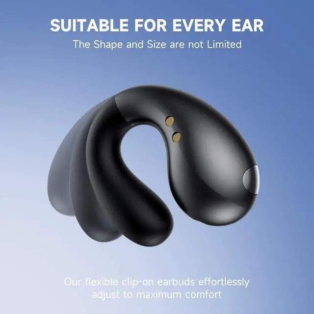 Alt view image 5 of 7 - Open Ear Earbuds Wireless Bluetooth 5.3 Earphones, Flexible Clip On Ear buds with 36H Playtime LED Display Bone Conduction Headphones, IPX7 Waterproof Light Weight Fit for Every Ear, Sport, Workout