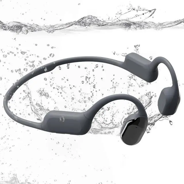Main image of Swimming Bone Conduction Headphones with Night Safety Light, IP68 Waterproof MP3 Mode Underwater Swimming Headphone, Wireless Sport Open Earphones Bluetooth 5.4 Earbuds,Black Gray