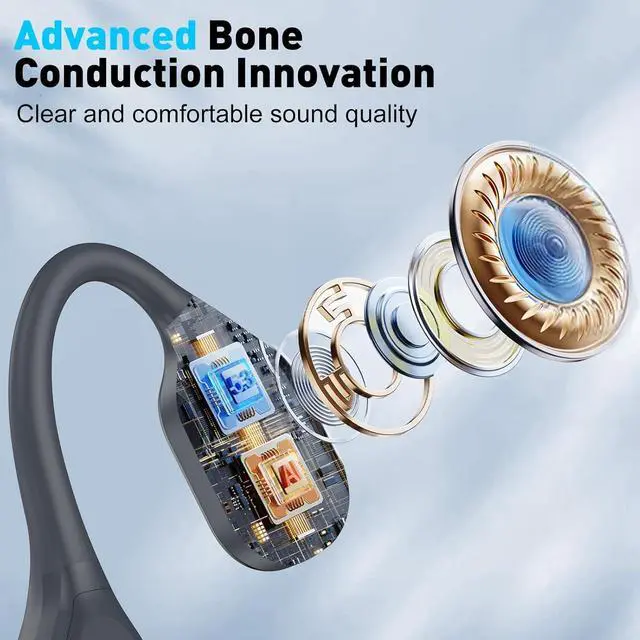 Alt view image 6 of 7 - Swimming Bone Conduction Headphones with Night Safety Light, IP68 Waterproof MP3 Mode Underwater Swimming Headphone, Wireless Sport Open Earphones Bluetooth 5.4 Earbuds,Black Gray