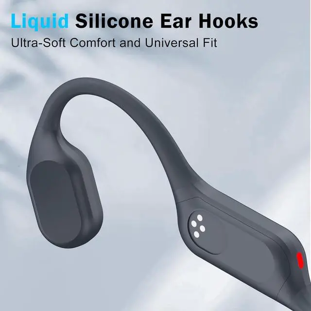 Alt view image 7 of 7 - Swimming Bone Conduction Headphones with Night Safety Light, IP68 Waterproof MP3 Mode Underwater Swimming Headphone, Wireless Sport Open Earphones Bluetooth 5.4 Earbuds,Black Gray