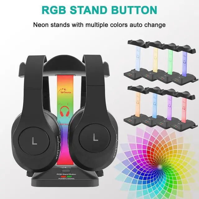 Alt view image 7 of 7 - WallarGe Dual Wireless Headphones for TV Watching with RF Transmitter, Bluetooth Over-On Ear TV Headphones Wireless for Seniors, No Lip-Sync Delay, Plug & Play. Set of Two