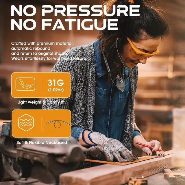 Alt view image 3 of 7 - MIPEACE Bluetooth Earplug Headphones, Neckband Ear Protection Work earbuds-29db Noise Reduction Safety Headphones with Replacement Buds,19+Hour Battery for Lawn Mowing DIY (Grey)