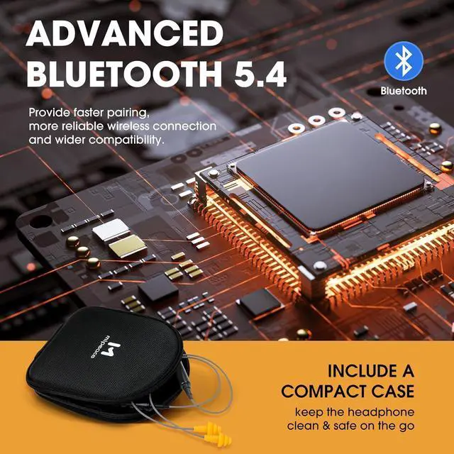 Alt view image 6 of 7 - MIPEACE Bluetooth Earplug Headphones, Neckband Ear Protection Work earbuds-29db Noise Reduction Safety Headphones with Replacement Buds,19+Hour Battery for Lawn Mowing DIY (Grey)