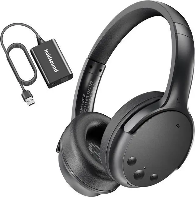 Main image of Holdsound Wireless Headphones for TV Watching, TV Headphones Wireless for Seniors with USB Transmitter, 25hrs, No Lip-Sync Delay, Plug and Play, Gifts for Elderly, Black