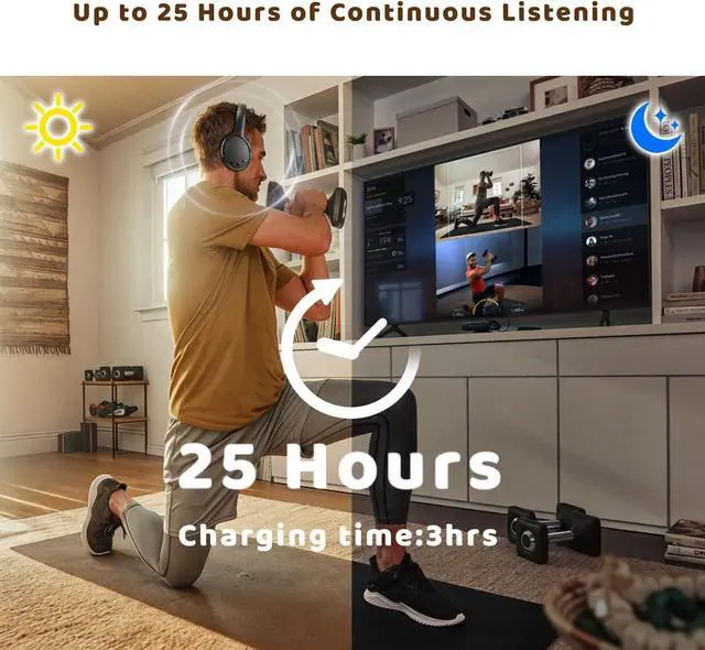 Alt view image 5 of 7 - Holdsound Wireless Headphones for TV Watching, TV Headphones Wireless for Seniors with USB Transmitter, 25hrs, No Lip-Sync Delay, Plug and Play, Gifts for Elderly, Black