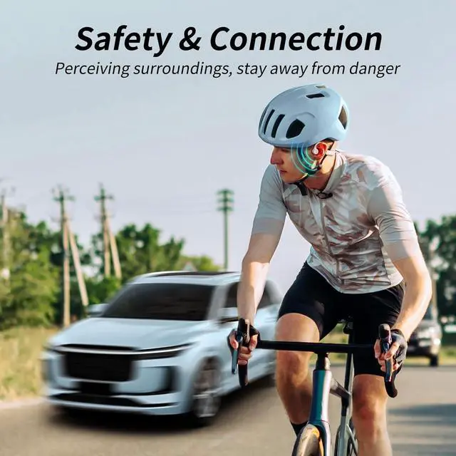 Alt view image 6 of 7 - CXK Bone Conduction Earbuds,Open Ear Headphones Bluetooth 5.3, Wireless Headphones 8H Playtime, IPX6 Waterproof Sport Headphones for Sports, Peach