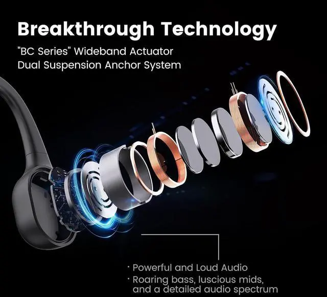 Alt view image 5 of 7 - mojawa Run Plus Bone Conduction Headphones Bluetooth, IP68 Waterproof Open Ear Wireless Sports Headphones with 32GB MP3 for Running, Swimming, Cycling, Gym and Workouts, Blue