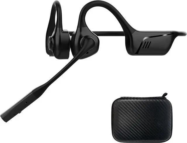 Main image of Open Ear Bluetooth Headphones with Microphone, Noise Cancelling Wireless Headset with Mute Button, Supports aptX/aptX-LL/aptX-HD, Designed for Meeting, Home Office,Driving -Not Bone Conduction(Grey)