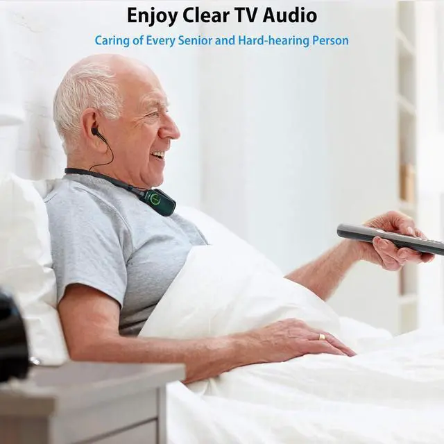Alt view image 3 of 7 - Wireless TV Headphones, 2 Modes Bluetooth & 2.4G Neckband Earbuds with Transmitter, USB & RCA Adapters, 100FT Range, No Audio Delay, 30H Battery Life, Plug & Play
