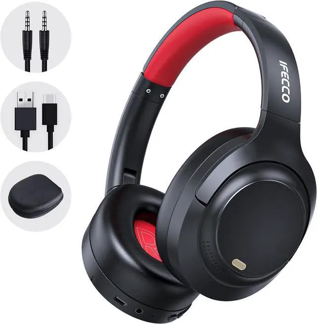 Main image of IFECCO Active Noise Cancelling Headphones Bluetooth 5.4 - Wireless ANC Headphones Over Ear with Microphone,100H Play Time,HiFi Stereo Bluetooth Headset with Cushioned Pads for Travel,Home,Office