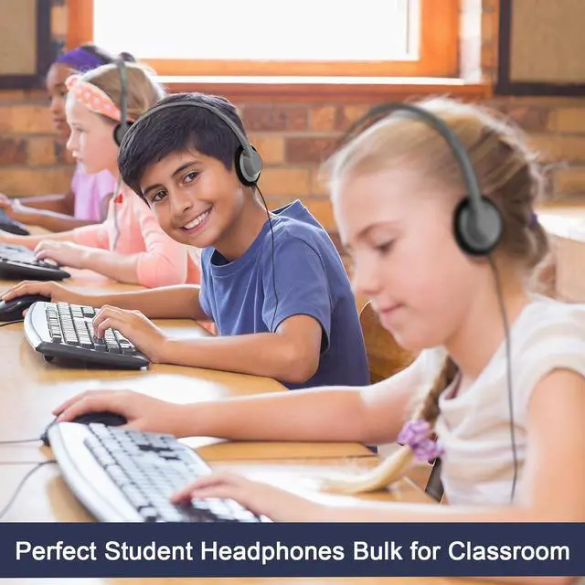 Alt view image 5 of 7 - Yunsailing 30 Pack Class Set Headphones for Kids Students Bulk Classroom Headsets School Earphones Adjustable with 3.5mm Jack for Children Youth Boys Girls Adults Laptop Computer(Grey)