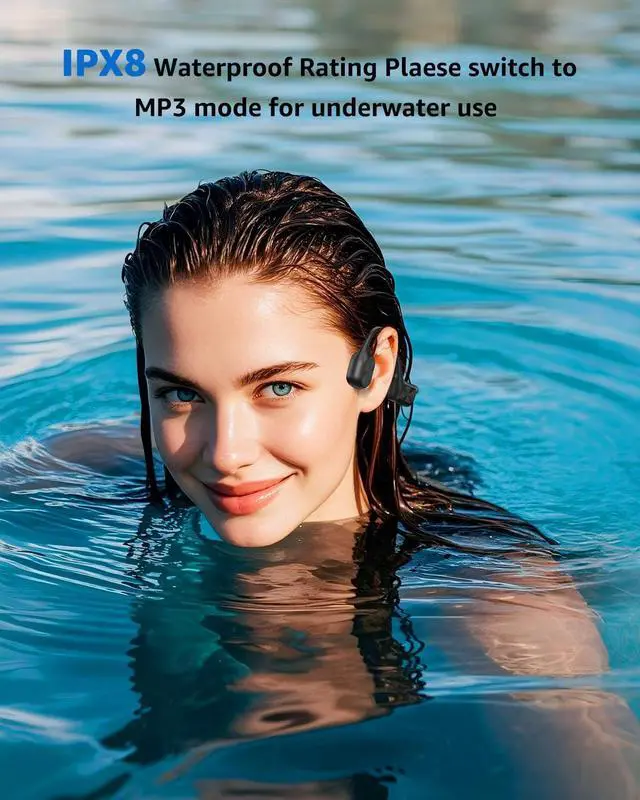 Alt view image 3 of 6 - ANOUV Bone Conduction Headphone Wireless Headphone Built-in 64GB MP3, IPX8 Waterproof Swimming Open Ear Headphones with Mic,Bluetooth 5.3 Sports Earphone Black
