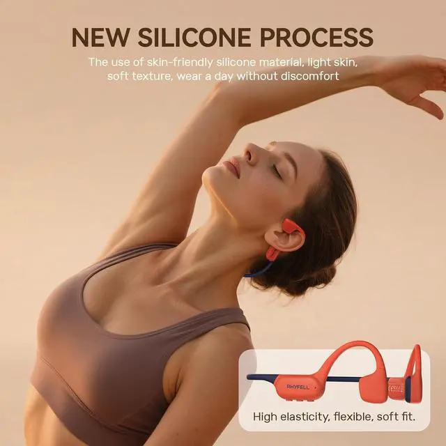 Alt view image 3 of 7 - Bone Conduction Headphones, IP68 Waterproof Headphones with MP3 Mode 32GB Memory, Bluetooth 5.4, Open-Ear Design, Secure Fit for Running, Fitness and Cycling