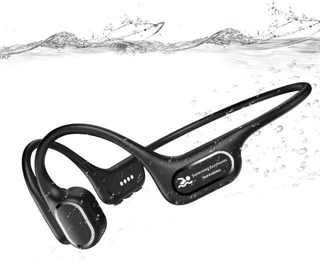 Main image of Bone Conduction Swimming Headphones, IP68 Waterproof Earbuds with MP3 Player, Bluetooth 5.4 Open Ear Sport Earphones, Underwater Headphones for Swimming, Running, Cycling (Black)