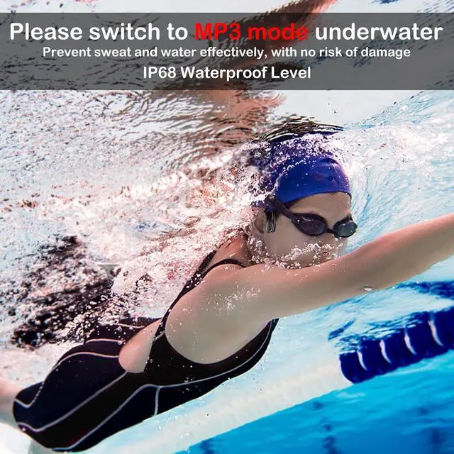 Alt view image 2 of 7 - Bone Conduction Swimming Headphones, IP68 Waterproof Earbuds with MP3 Player, Bluetooth 5.4 Open Ear Sport Earphones, Underwater Headphones for Swimming, Running, Cycling (Black)