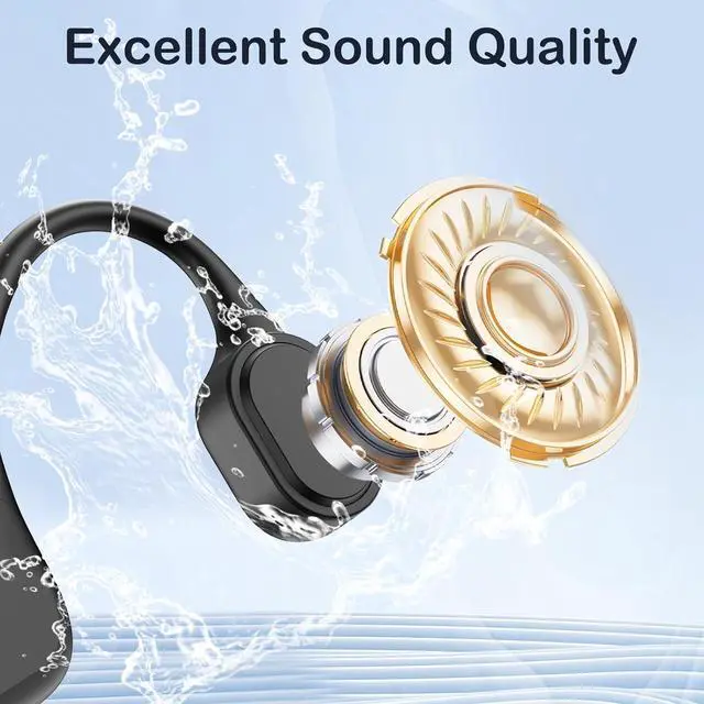 Alt view image 3 of 7 - Bone Conduction Swimming Headphones, IP68 Waterproof Earbuds with MP3 Player, Bluetooth 5.4 Open Ear Sport Earphones, Underwater Headphones for Swimming, Running, Cycling (Black)