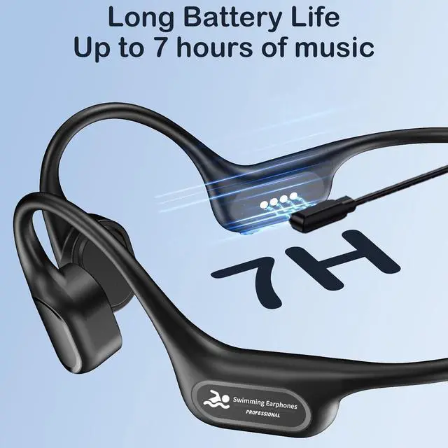 Alt view image 6 of 7 - Bone Conduction Swimming Headphones, IP68 Waterproof Earbuds with MP3 Player, Bluetooth 5.4 Open Ear Sport Earphones, Underwater Headphones for Swimming, Running, Cycling (Black)