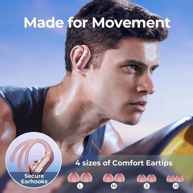 Alt view image 2 of 6 - Wireless Earbuds Bluetooth 5.3 Headphones 90 Hrs Playtime Earbuds with Wireless Charging Case Power Display Over-Ear Earphones with Earhooks Waterproof Stereo for Android Phone