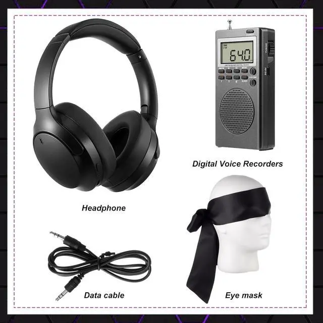 Alt view image 2 of 6 - Dunzy 3 Pcs Ghost Hunting Equipment Kit with Ghost Box Headphones and Blindfold Investigation Hunting Device for Home Office Outdoor