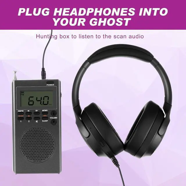 Alt view image 5 of 6 - Dunzy 3 Pcs Ghost Hunting Equipment Kit with Ghost Box Headphones and Blindfold Investigation Hunting Device for Home Office Outdoor