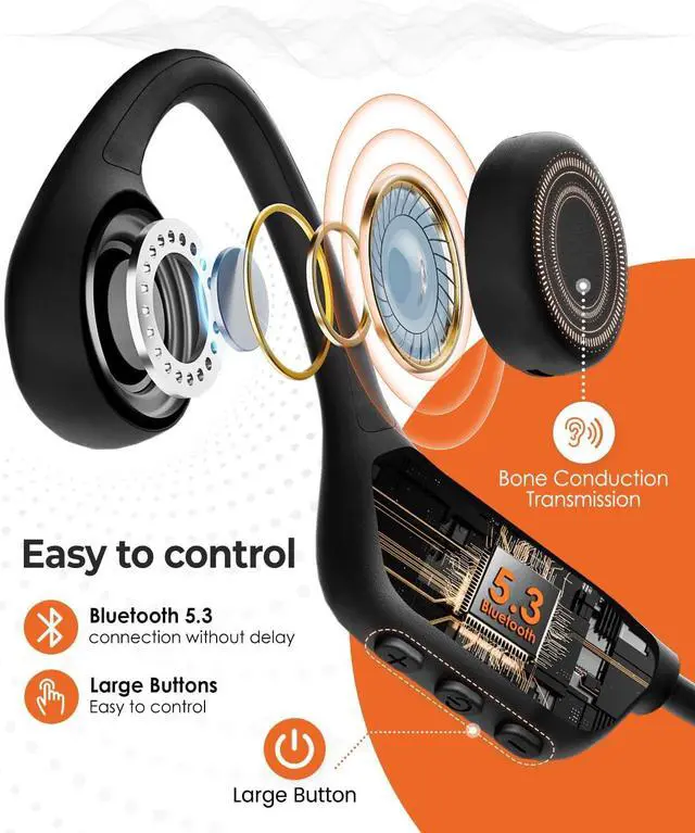 Alt view image 2 of 7 - Bone Conduction Headphones - Swimming, Wireless Bluetooth, MP3 Mode 2 in 1, 10 H Battery Power, Fast Charging, IPX8 Waterproof for Sports