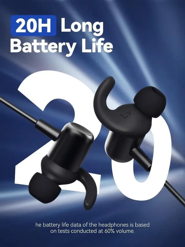 Alt view image 2 of 7 - Bluetooth Headphones Wireless Earbuds for Sports IPX6 Sweat-Proof Neckband Headphones for Running Workouts Magnetic in-Ear Earphones with Mic for Clear Calls