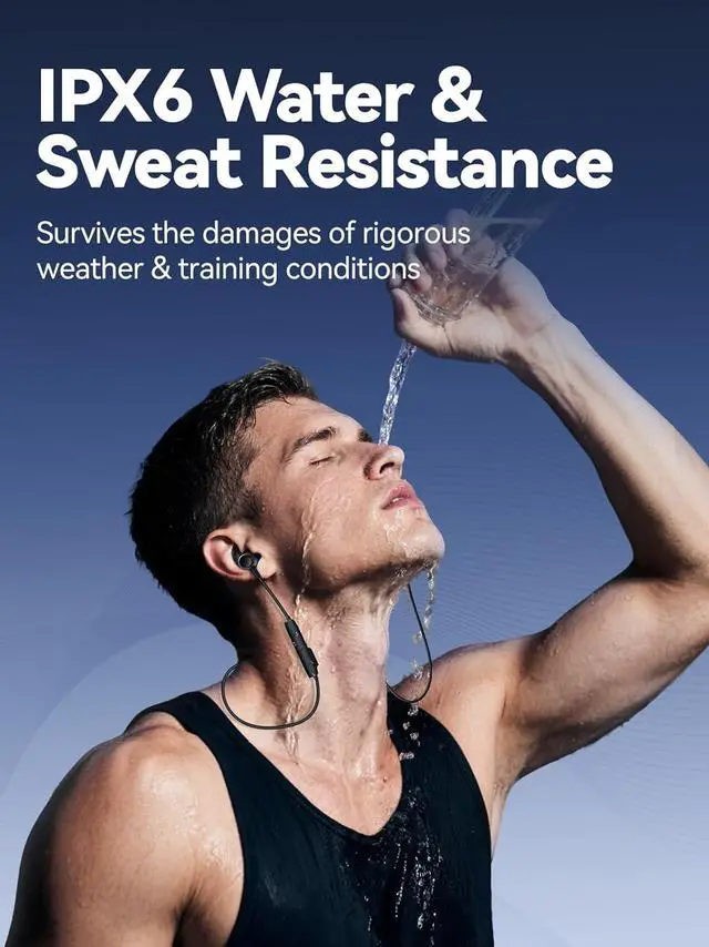 Alt view image 3 of 7 - Bluetooth Headphones Wireless Earbuds for Sports IPX6 Sweat-Proof Neckband Headphones for Running Workouts Magnetic in-Ear Earphones with Mic for Clear Calls