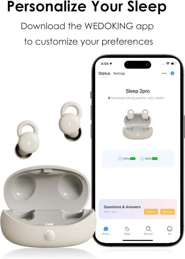 Alt view image 6 of 7 - Sleep Pro, Small Design for Side Sleepers Comfortable Sleep Earbuds Noise Blocking Headphones for Sleeping, App Control, Bluetooth Invisible Sleeping Ear Buds (Sleep Pro APP)