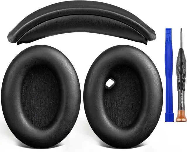 Main image of SOULWIT Ear Pads Cushions + Headband, Replacement Kit for Sony WH-1000XM4 (WH1000XM4) Over-Ear Headphones, Replacement Headstrap Pad & Earpads Repair Part - Black