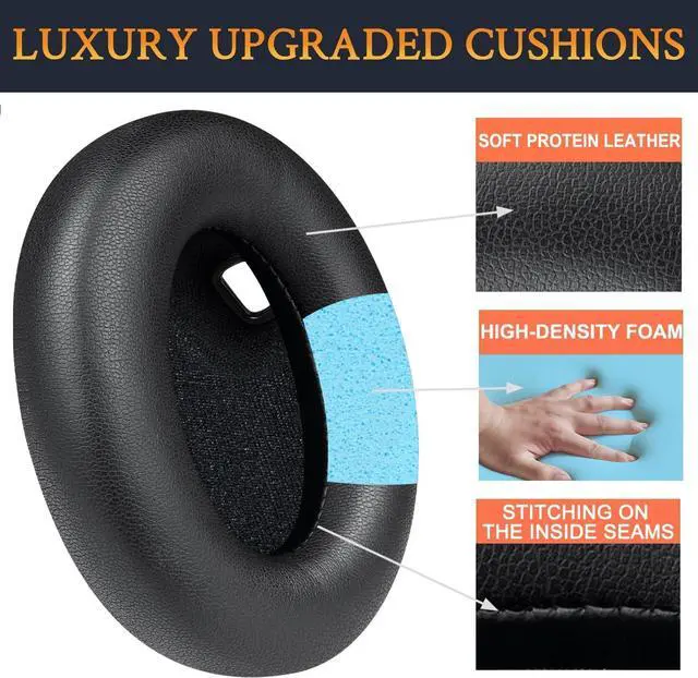 Alt view image 4 of 7 - SOULWIT Ear Pads Cushions + Headband, Replacement Kit for Sony WH-1000XM4 (WH1000XM4) Over-Ear Headphones, Replacement Headstrap Pad & Earpads Repair Part - Black