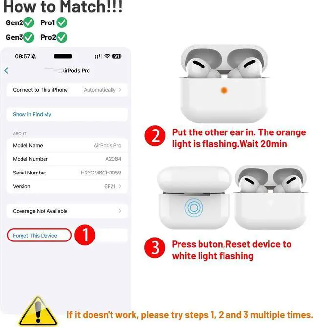 Alt view image 2 of 7 - A2084 Left Earbud Replacement | Single Unit for Original AirP0d Pro 1st Gen (Model A2084) | Compatible with OEM Charging Cases A2190 & A2083